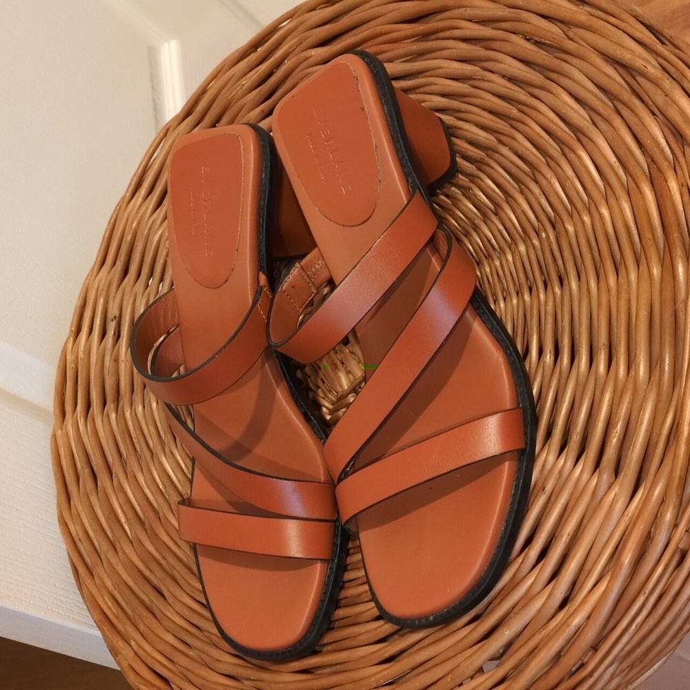Everlane Orange Leather Heeled Strappy Sandal Womens 8 - Picture 7 of 7